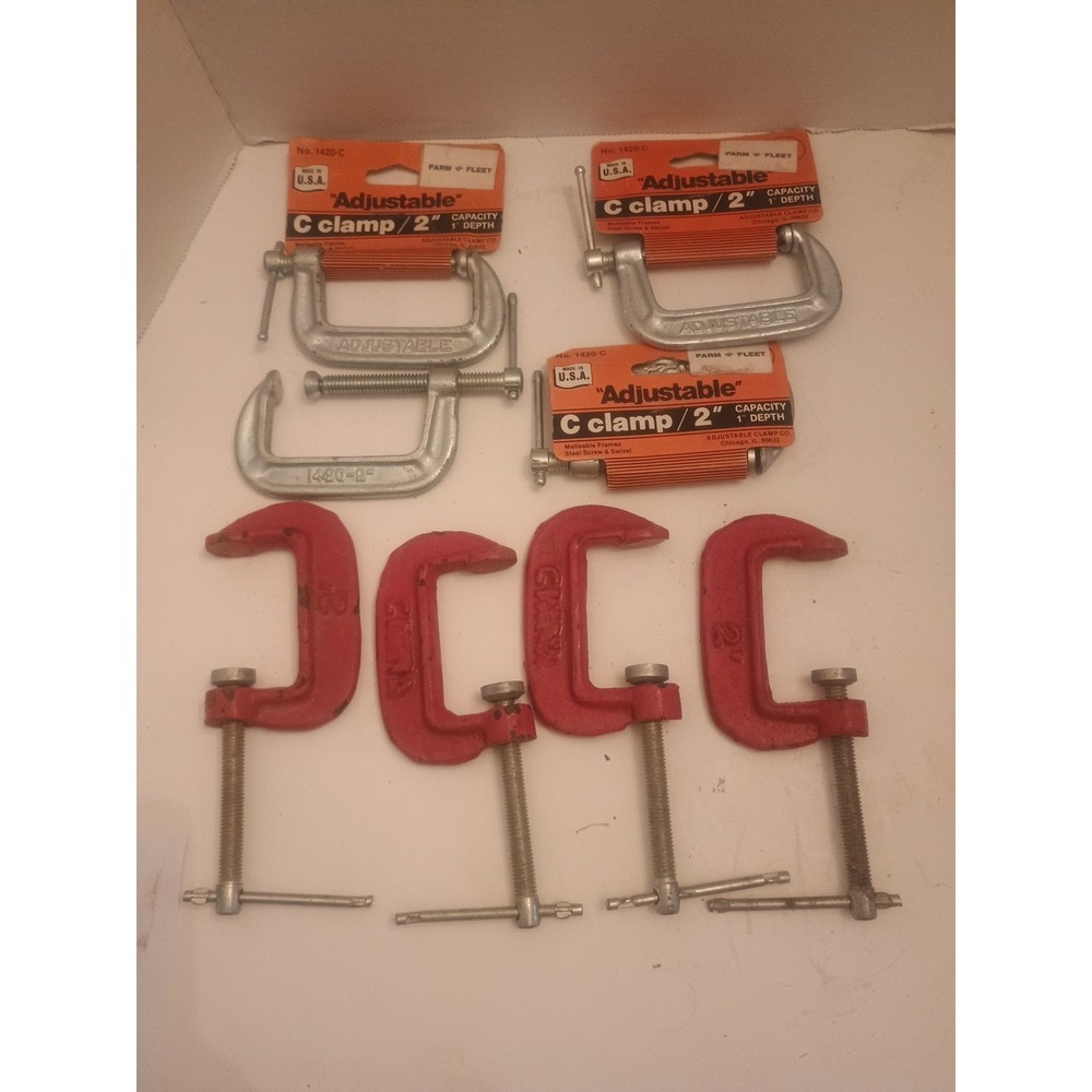 2" C-Clamp Set Lot Of 8 Some New Some Used